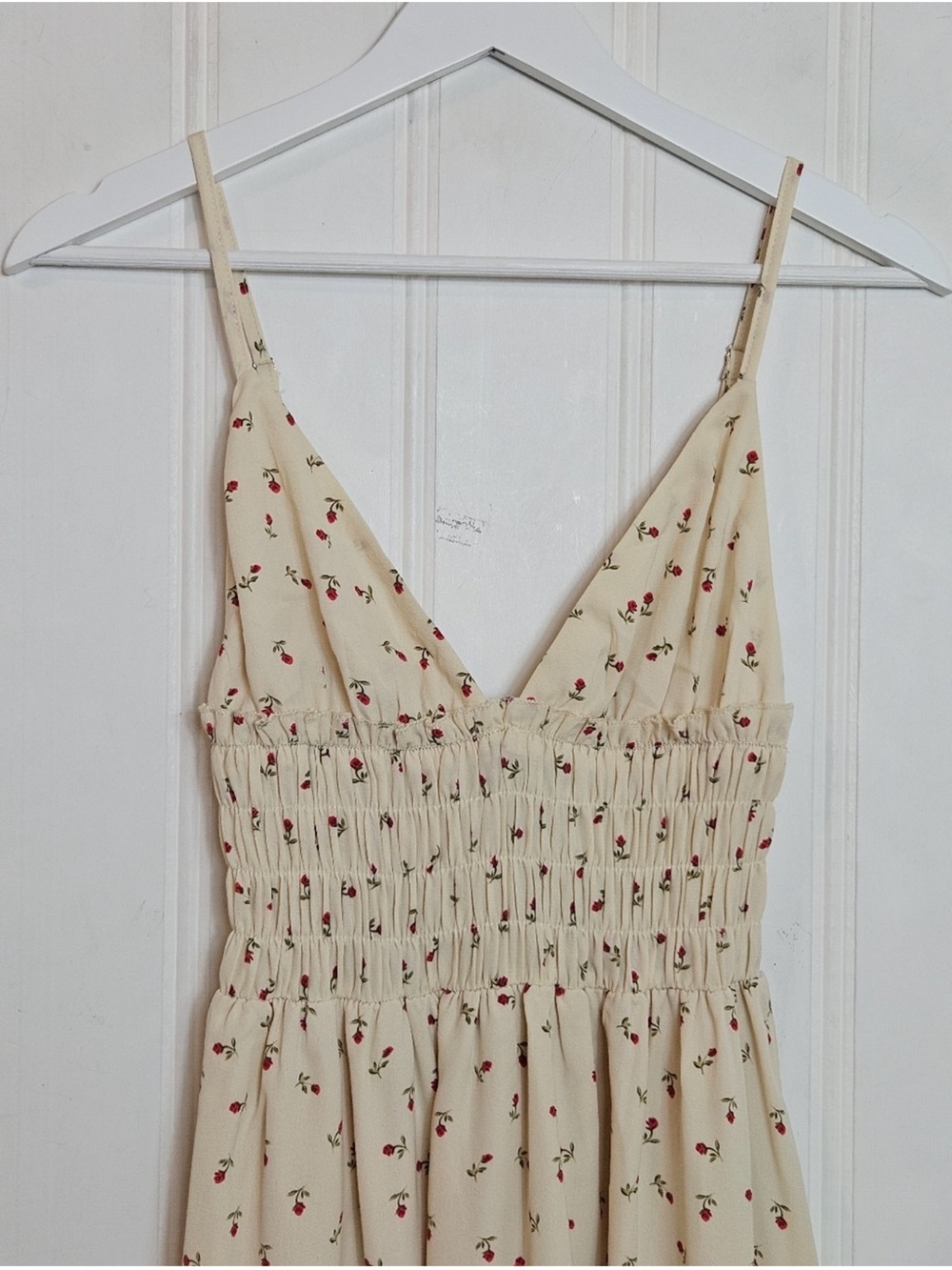 Princess Polly Cream Floral Sundress with Red Rose Print